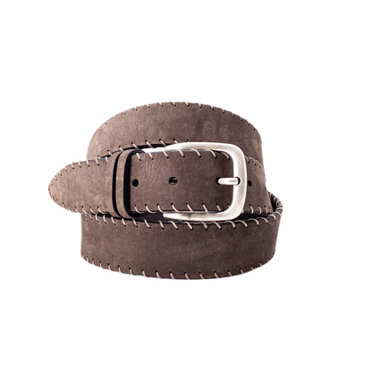 Leather Belt Threaded Dark Brown