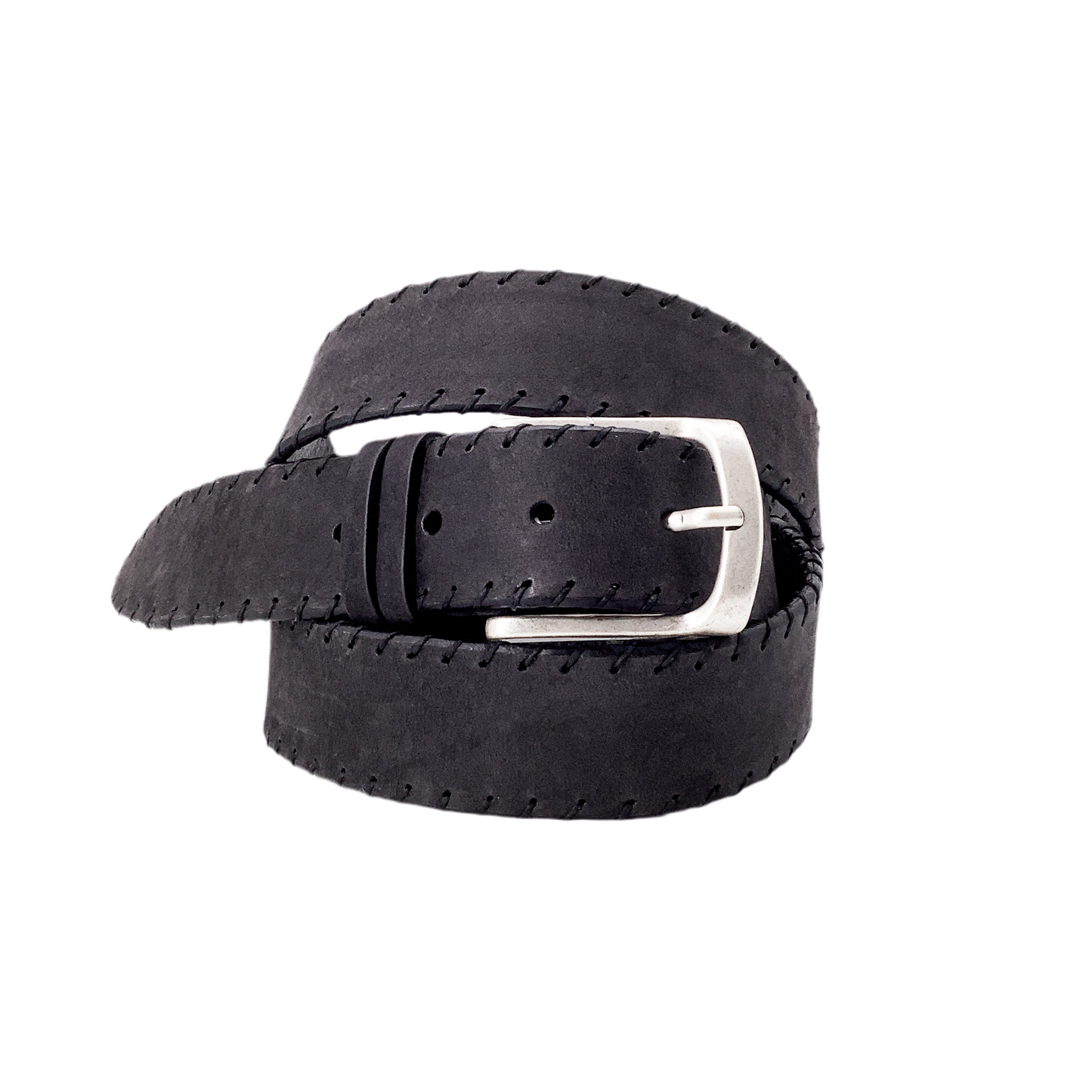 Black Threaded Leather Belt