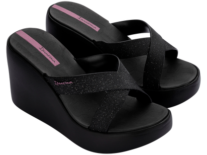 Ipanema High Fashion Ii Slide Black Glitter Black Lilac